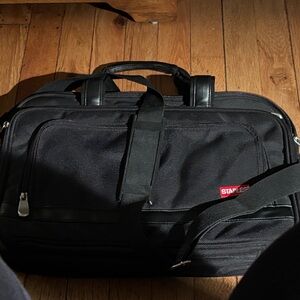 Black Staples large briefcase with many compartments